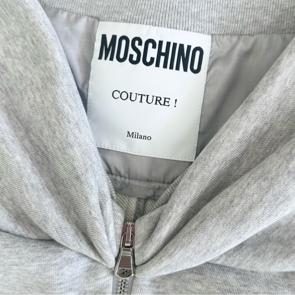MOSCHINO COUTURE gray zip up flare mini sweatshirt dress US10/FR40 - Picture 2 of 14